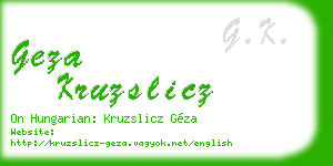 geza kruzslicz business card